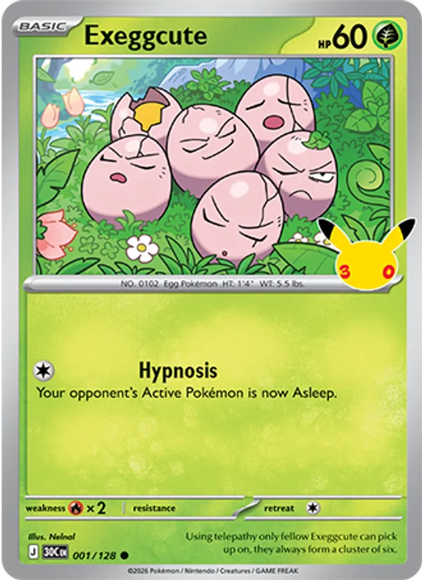 Exeggcute #001 – 30th Celebration card