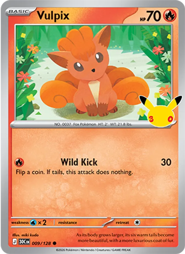 Vulpix #009 – 30th Celebration card