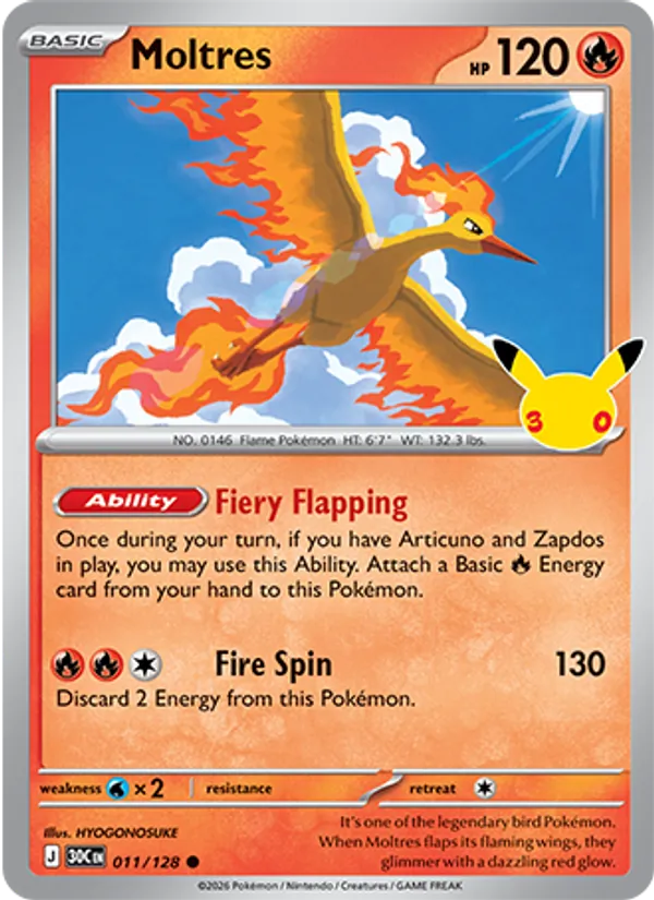 Moltres #011 – 30th Celebration card