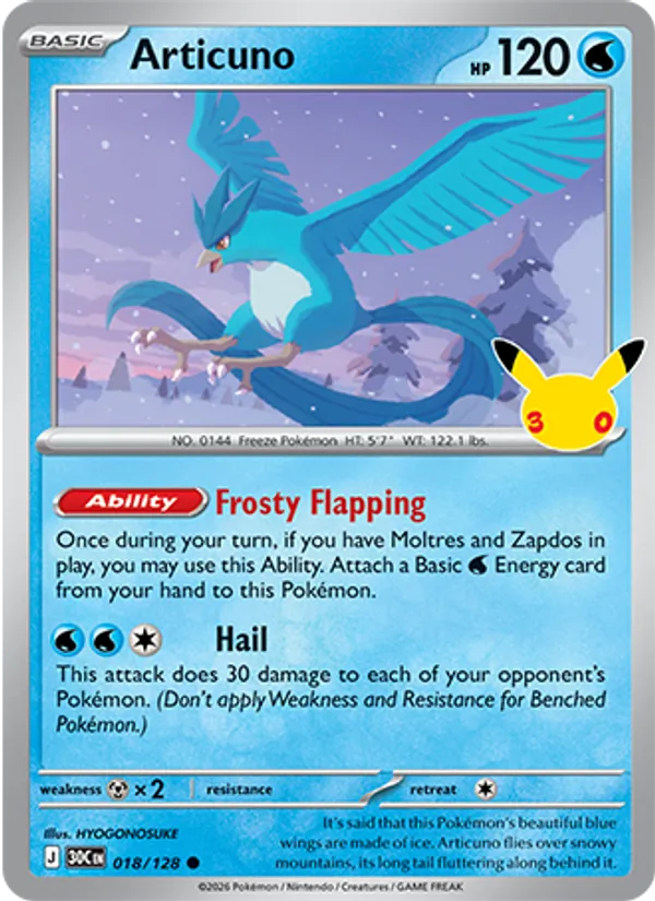 Articuno #018 – 30th Celebration card