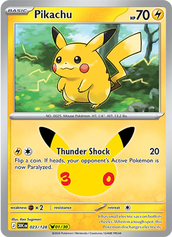 Pikachu #023 – 30th Celebration card