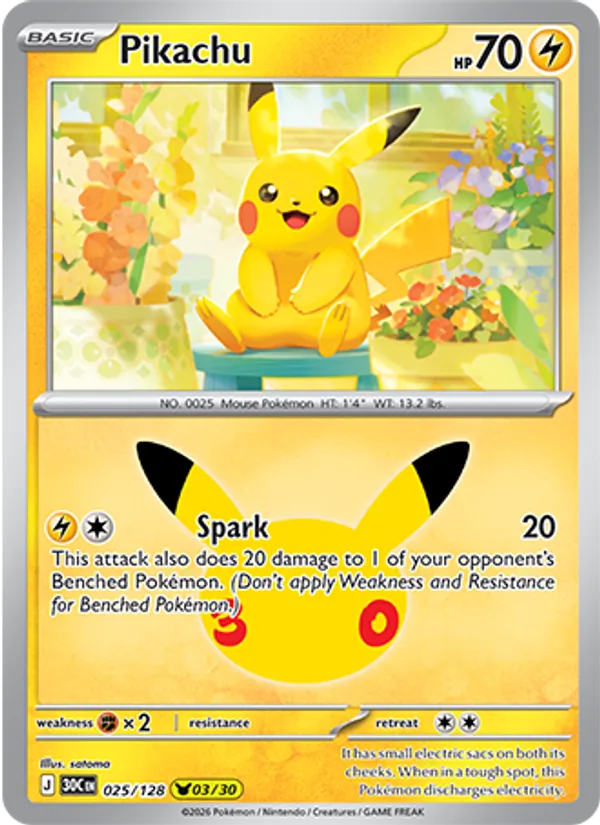 Pikachu #025 – 30th Celebration card