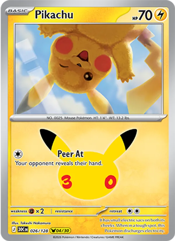 Pikachu #026 – 30th Celebration card