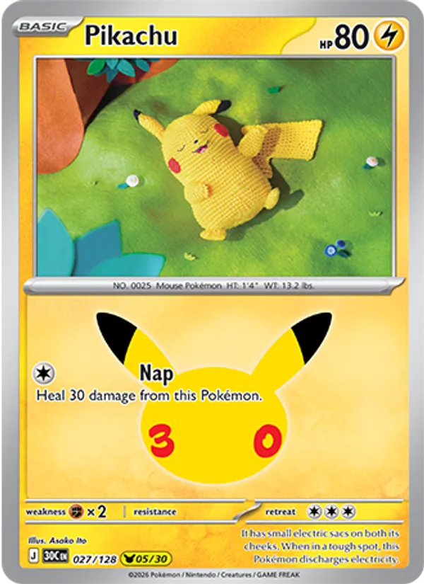 Pikachu #027 – 30th Celebration card