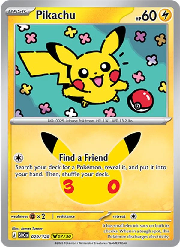 Pikachu #029 – 30th Celebration card