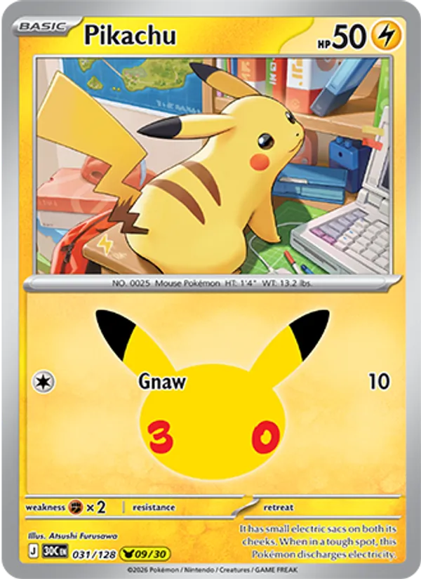 Pikachu #031 – 30th Celebration card
