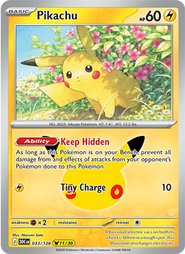 Pikachu #033 – 30th Celebration card