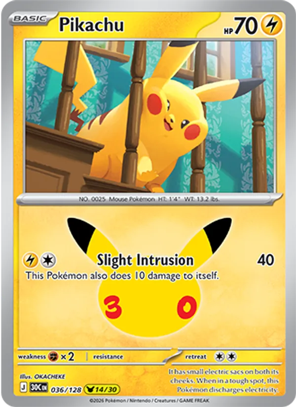 Pikachu #036 – 30th Celebration card