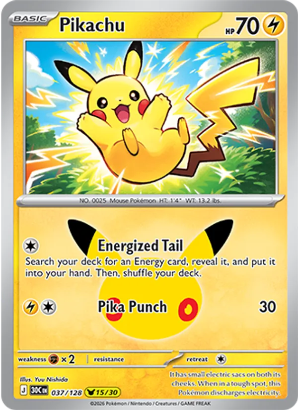 Pikachu #037 – 30th Celebration card