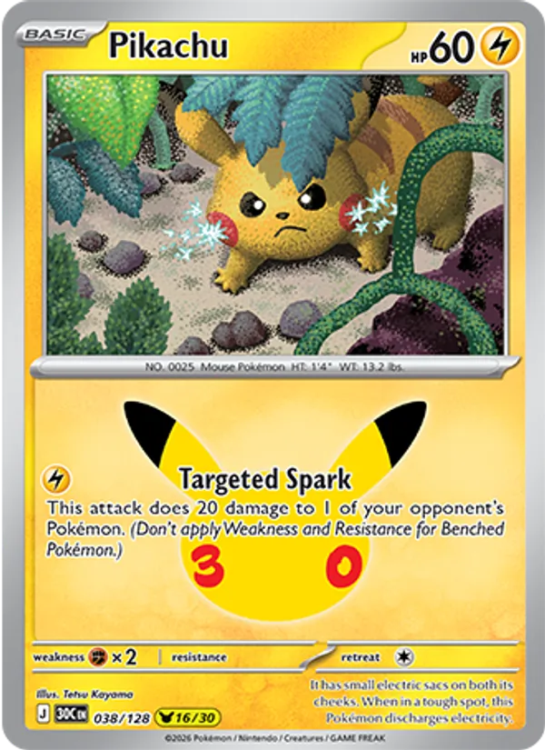 Pikachu #038 – 30th Celebration card