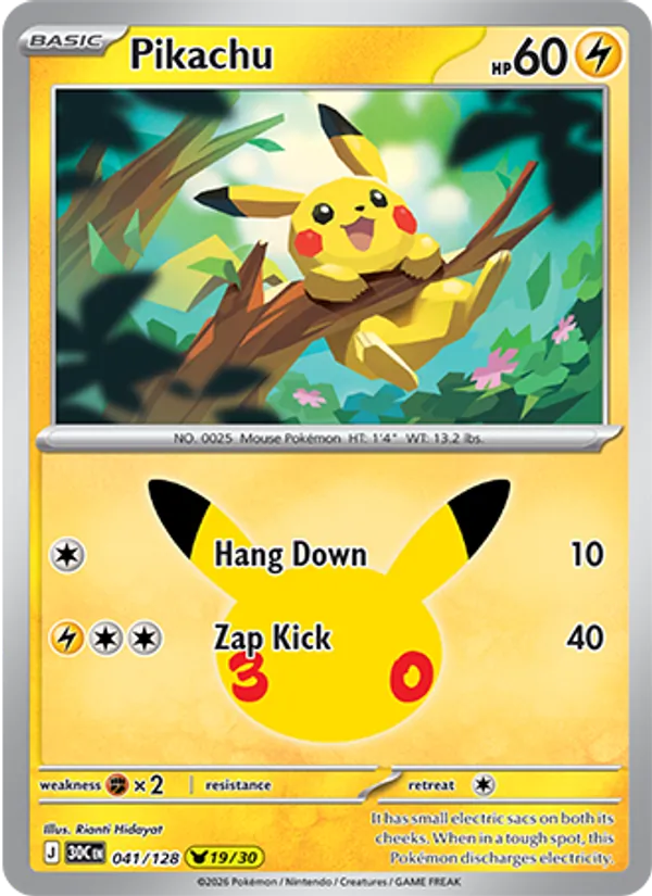 Pikachu #041 – 30th Celebration card