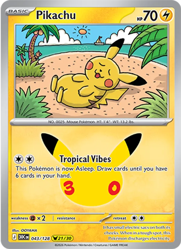 Pikachu #043 – 30th Celebration card