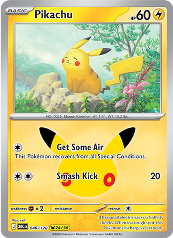 Pikachu #046 – 30th Celebration card