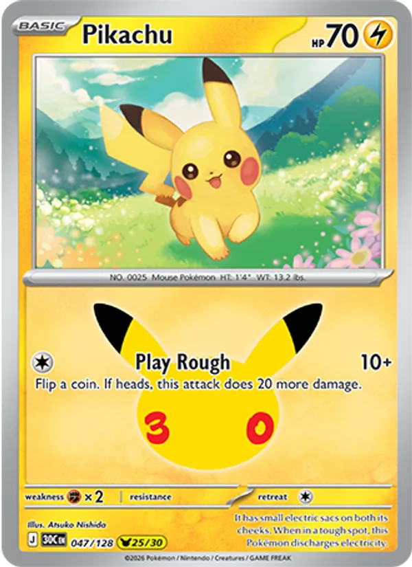Pikachu #047 – 30th Celebration card