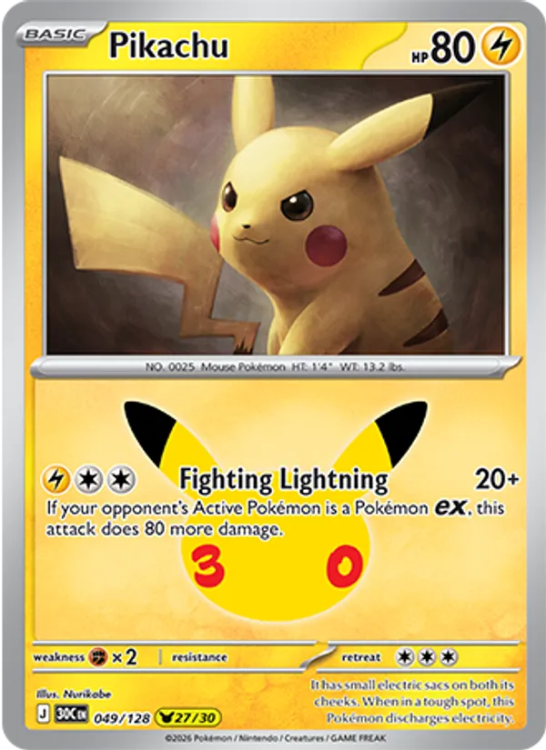 Pikachu #049 – 30th Celebration card