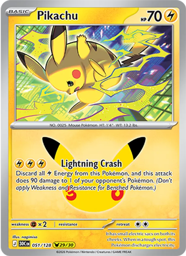 Pikachu #051 – 30th Celebration card
