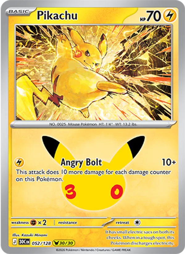 Pikachu #052 – 30th Celebration card