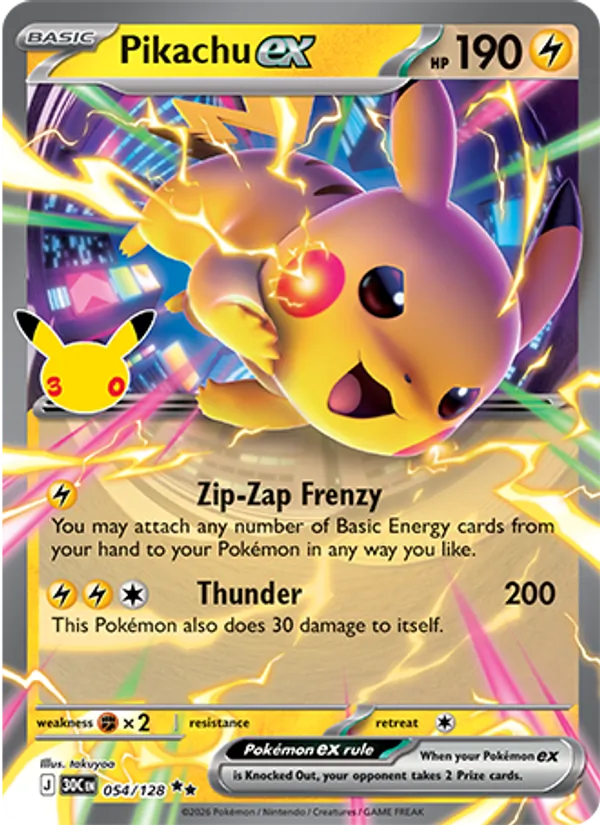 Pikachu ex #054 – 30th Celebration card