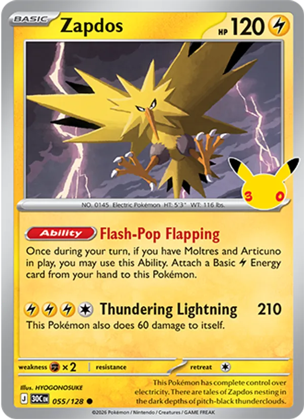 Zapdos #055 – 30th Celebration card