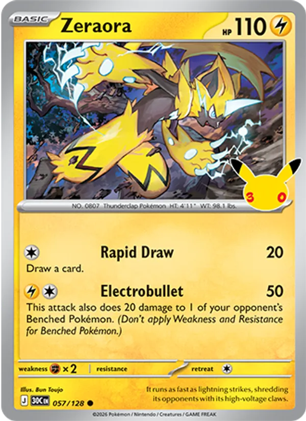 Zeraora #057 – 30th Celebration card