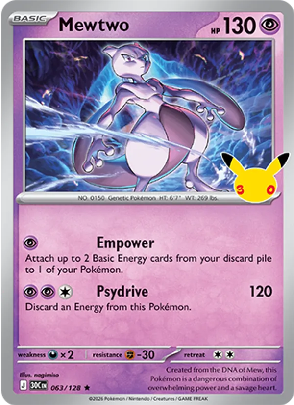 Mewtwo #063 – 30th Celebration card