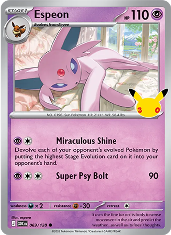 Espeon #069 – 30th Celebration card