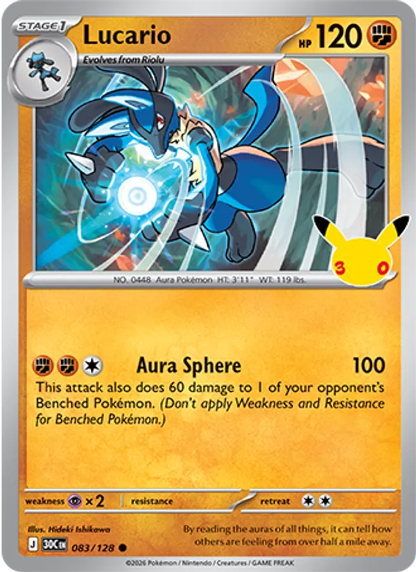 Lucario #083 – 30th Celebration card