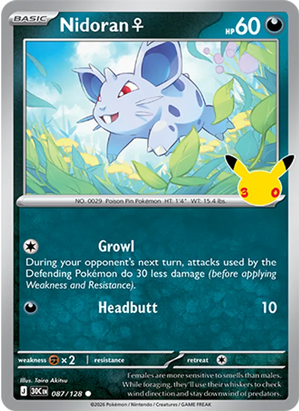 Nidoran♀ #087 – 30th Celebration card