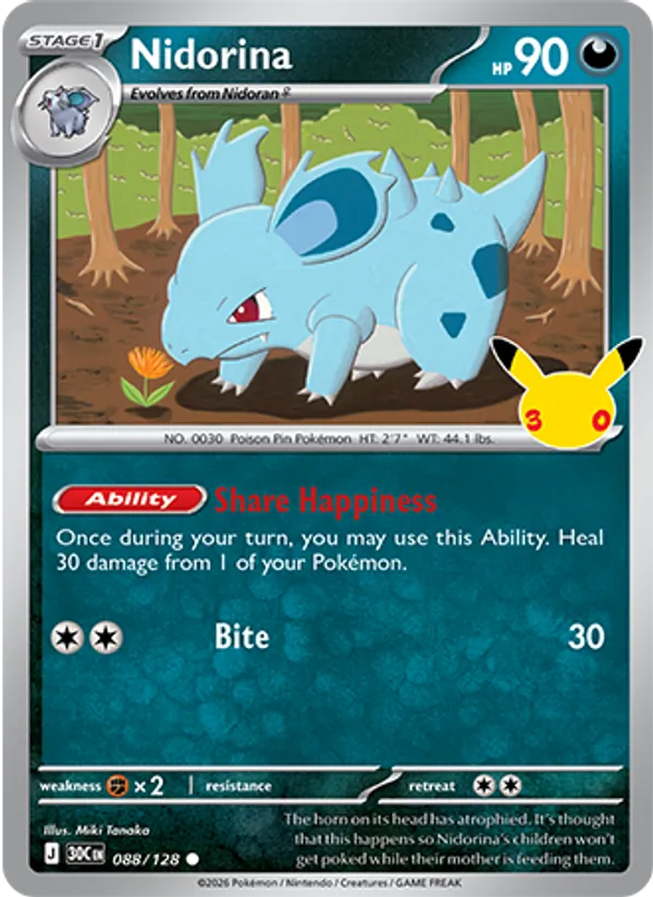 Nidorina #088 – 30th Celebration card