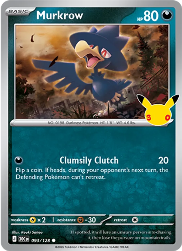 Murkrow #093 – 30th Celebration card