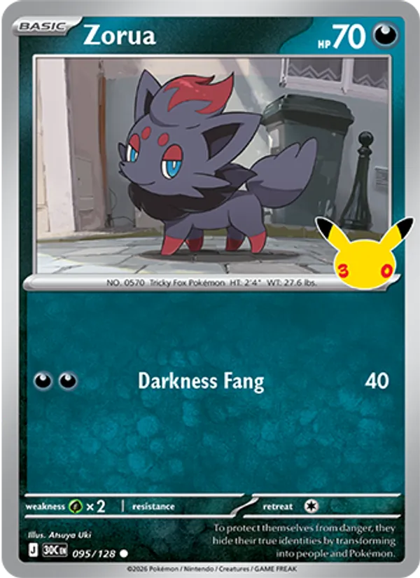 Zorua #095 – 30th Celebration card