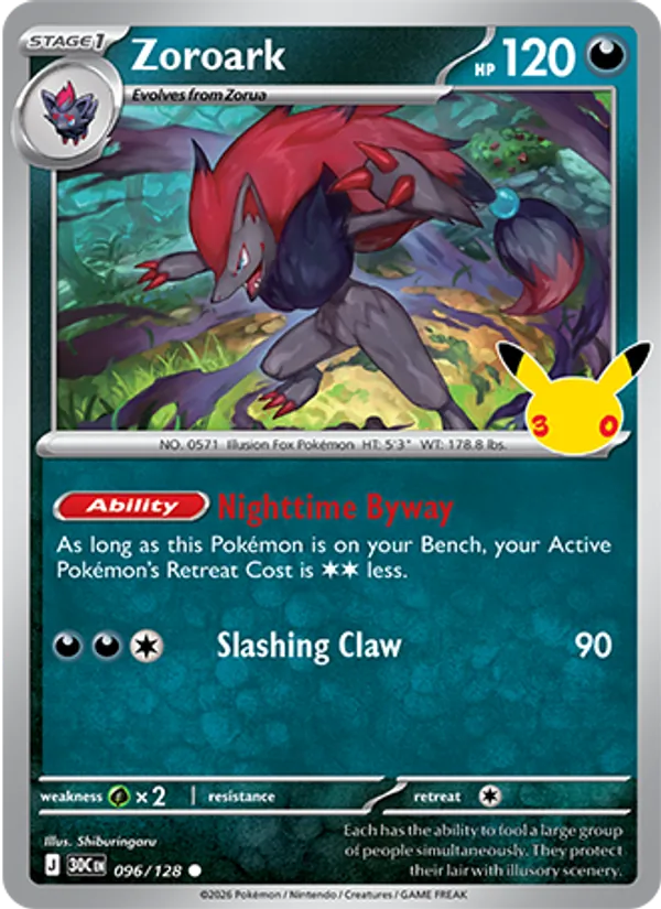 Zoroark #096 – 30th Celebration card