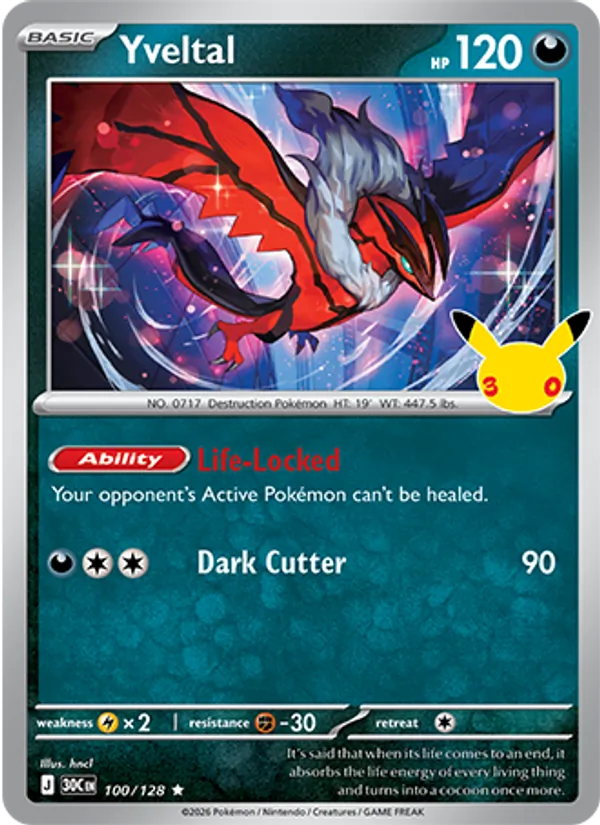 Yveltal #100 – 30th Celebration card