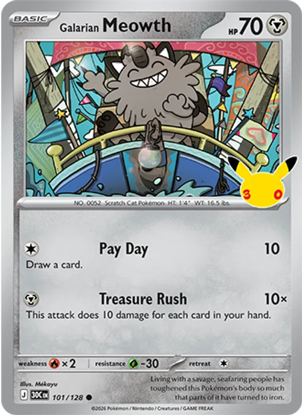 Galarian Meowth #101 – 30th Celebration card