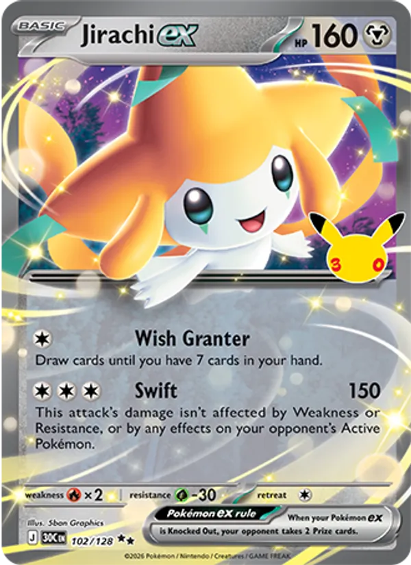 Jirachi ex #102 – 30th Celebration card