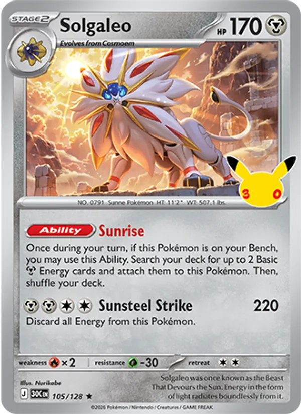 Solgaleo #105 – 30th Celebration card