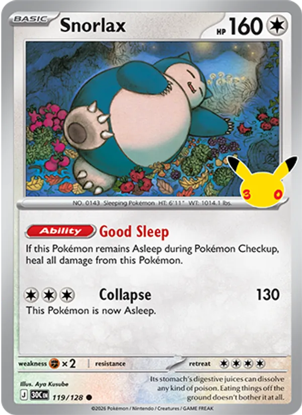 Snorlax #119 – 30th Celebration card