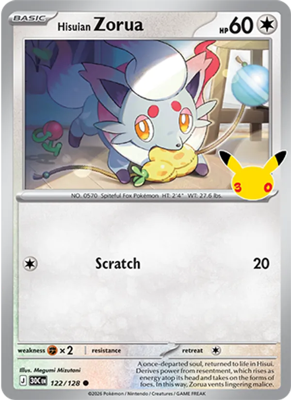 Hisuian Zorua #122 – 30th Celebration card