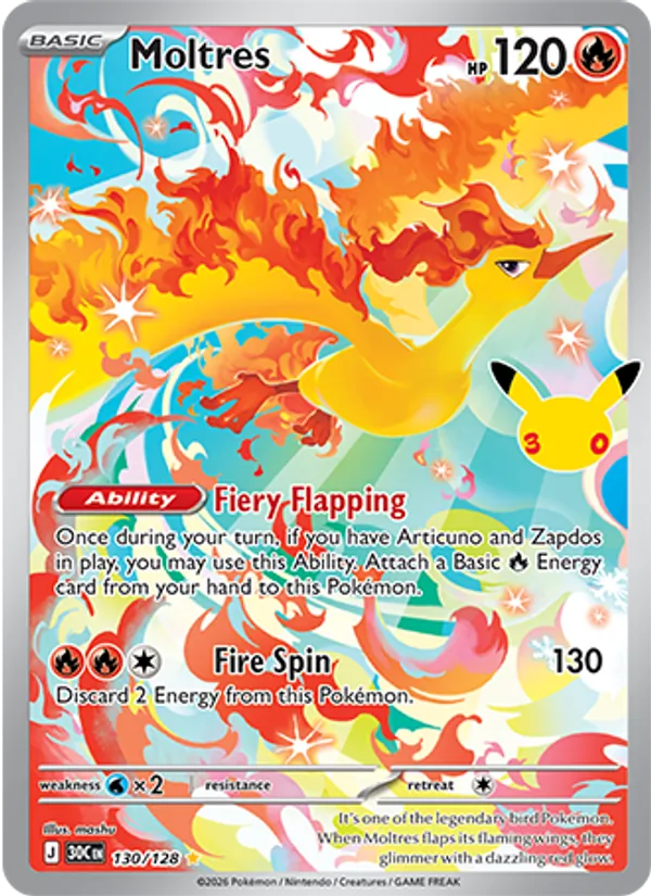 Moltres #130 – 30th Celebration card