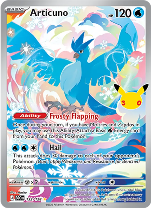 Articuno #132 – 30th Celebration card