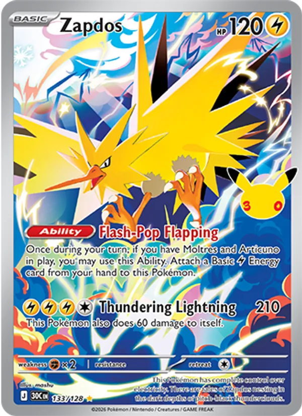 Zapdos #133 – 30th Celebration card