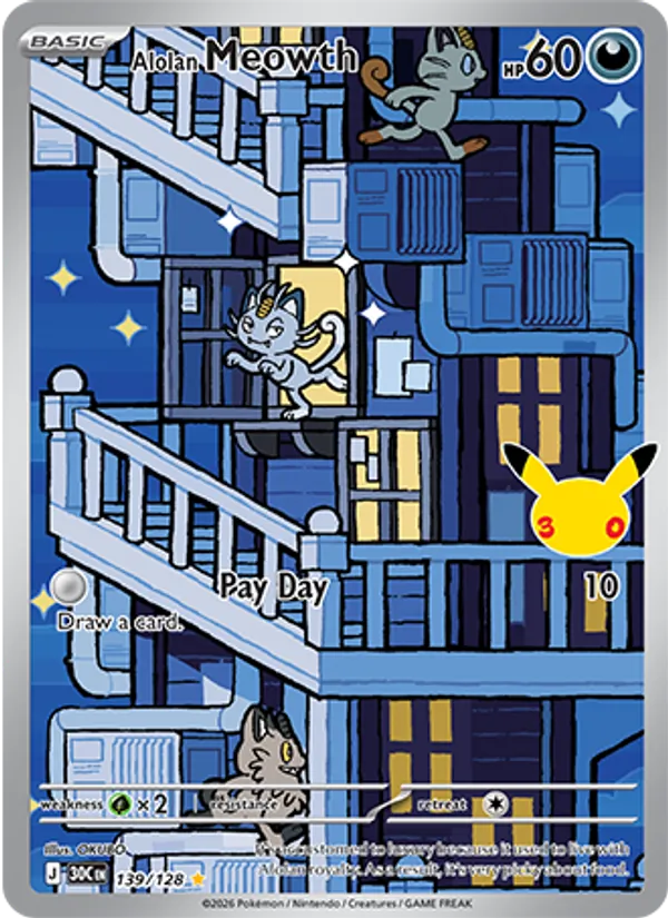 Alolan Meowth #139 – 30th Celebration card