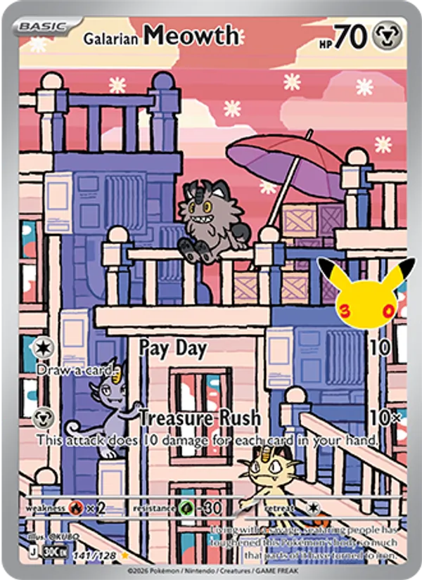 Galarian Meowth #141 – 30th Celebration card