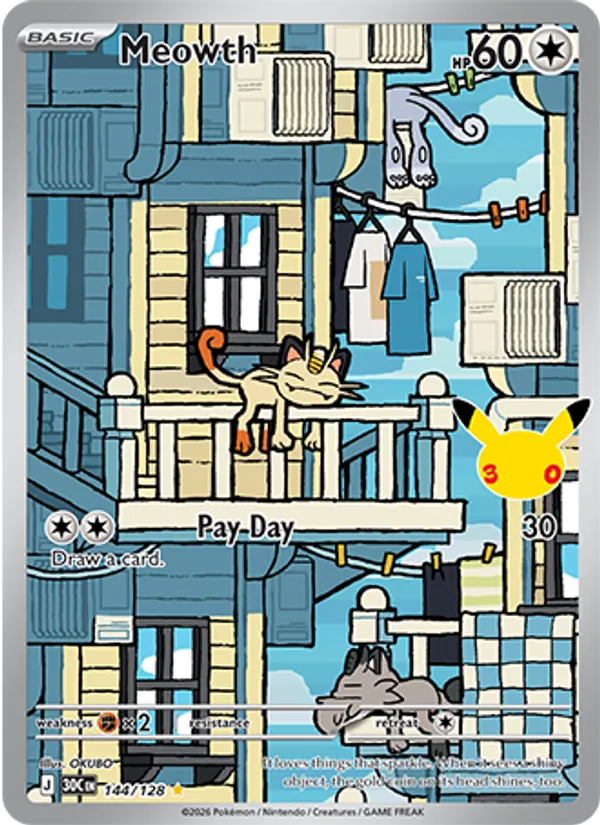 Meowth #144 – 30th Celebration card