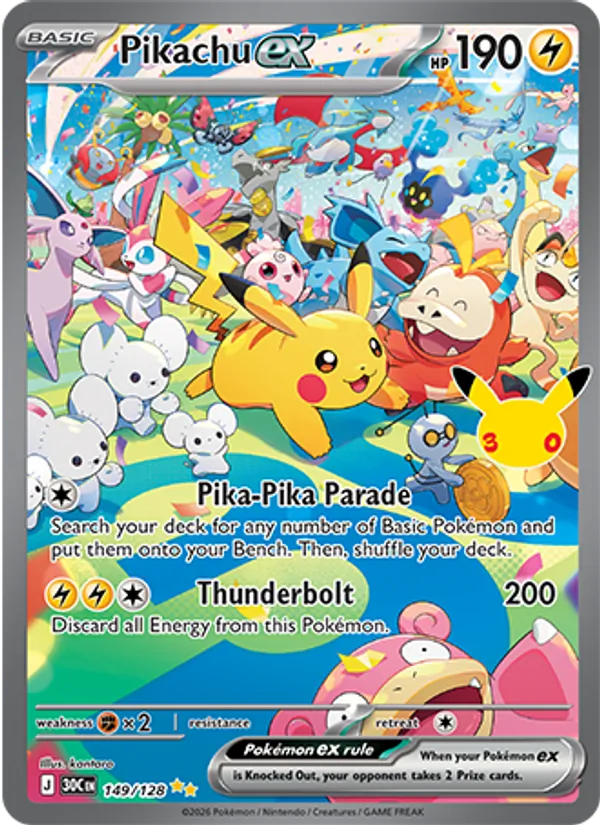 Pikachu ex #149 – 30th Celebration card