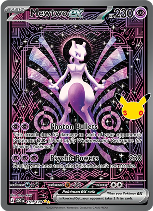 Mewtwo ex #151 – 30th Celebration card