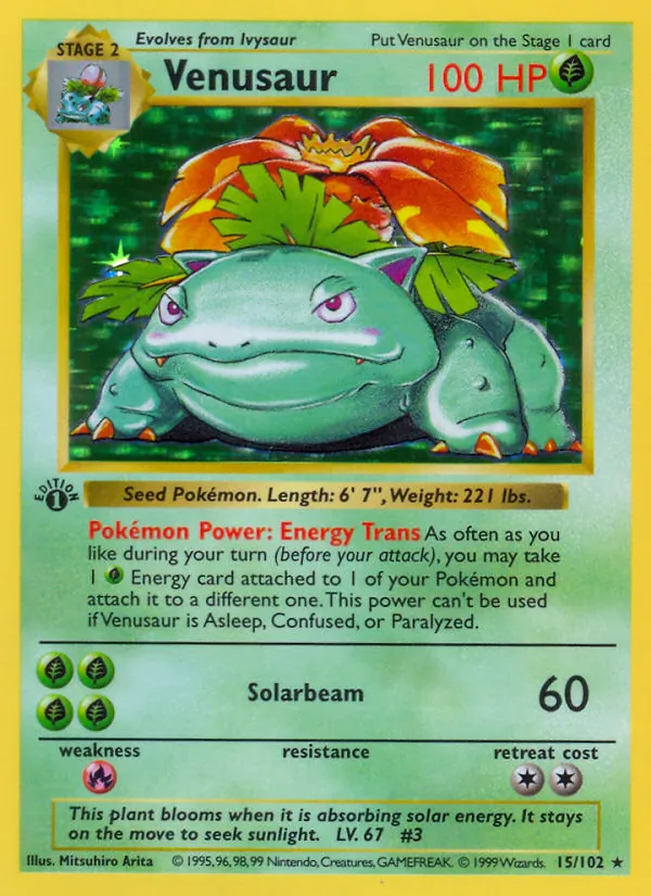 Venusaur #15 – Base Set card