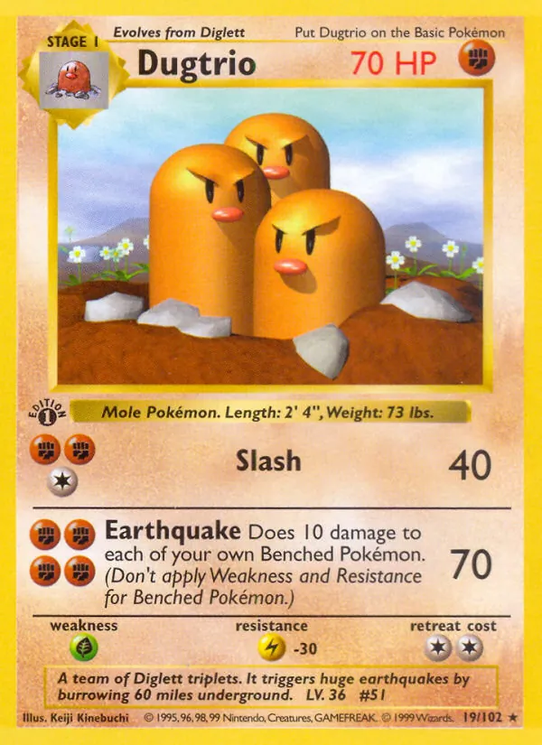 Dugtrio #19 – Base Set card