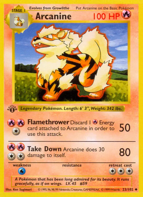 Arcanine #23 – Base Set card