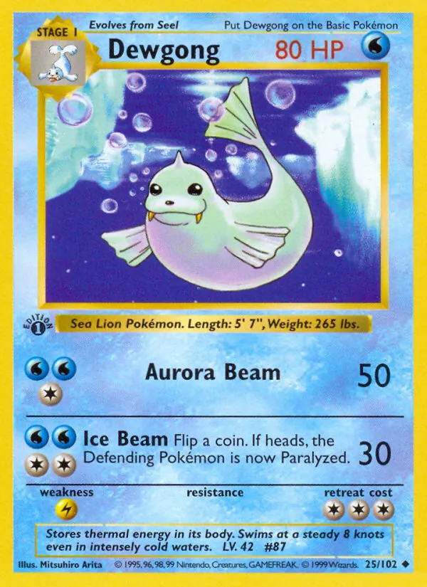 Dewgong #25 – Base Set card